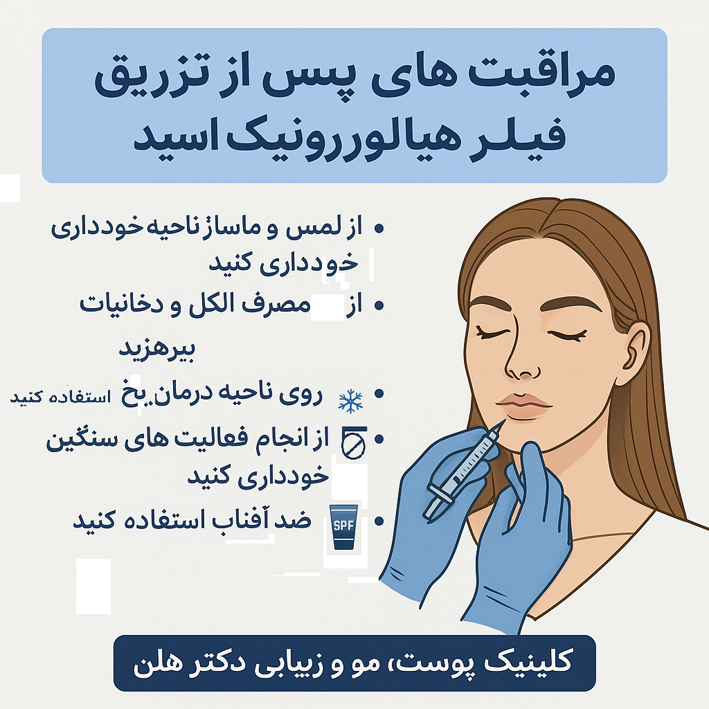 مراقبت های پس از تزریق فیلر کلینیک پوست دکتر هلن